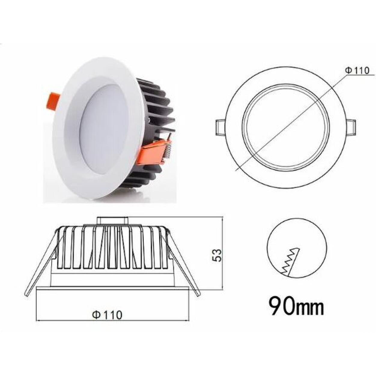 LED Downlight 15W UGR<19  90° 3000K