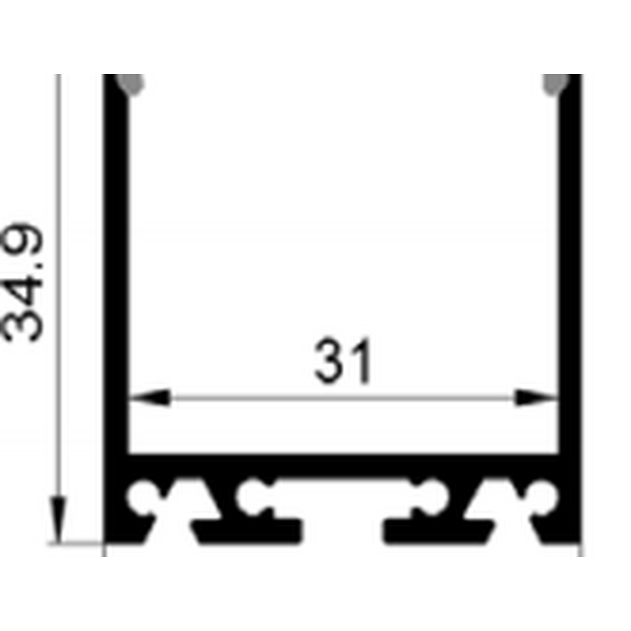 Alu. Black  Profile Surface/Pendel SET ALL-3535  L= 2,5 m