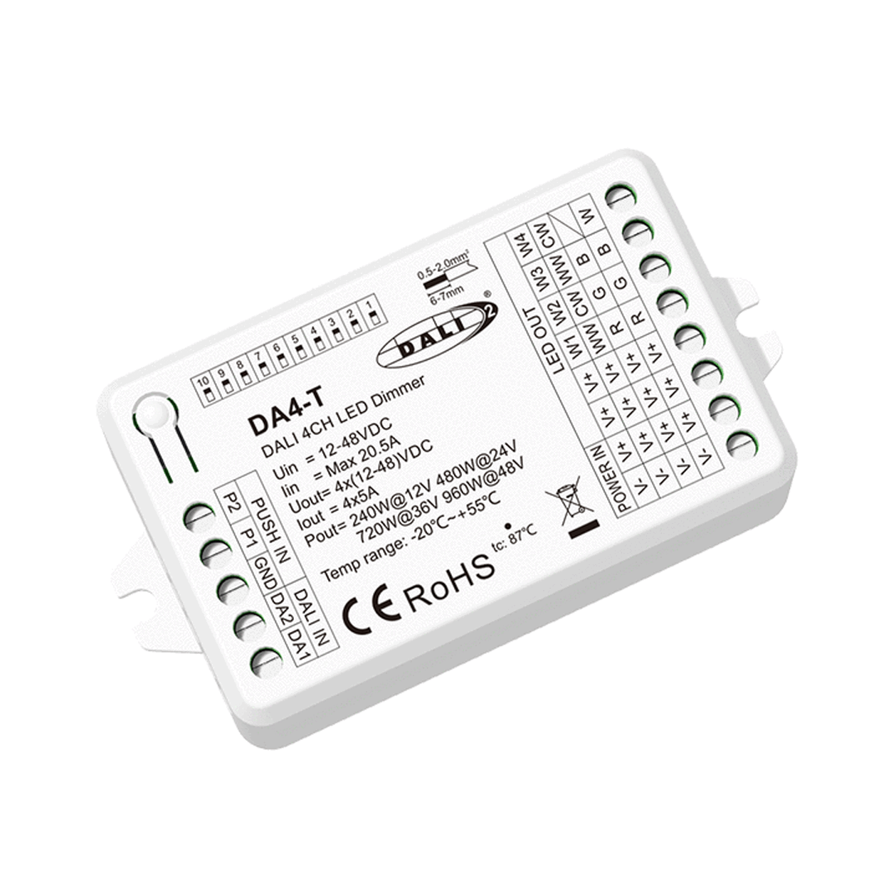 4CH*5A 12-48V CV DALI LED Dimmer (DT6/DT8）