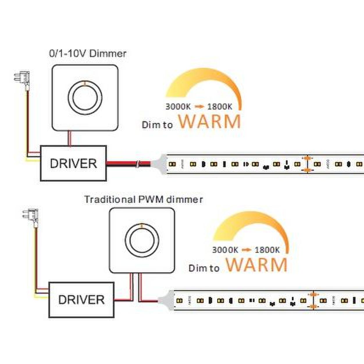 LED Strip 24V Dim To Warm  3000K°->1800K°  