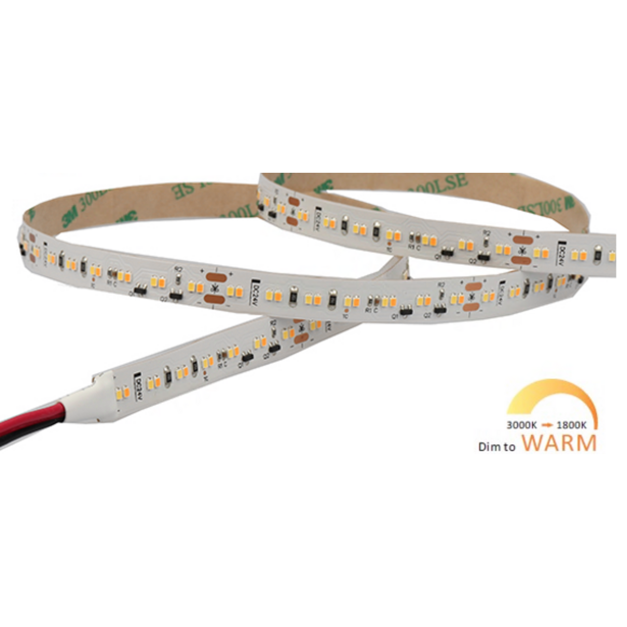 LED Strip 24V Dim To Warm  3000K°->1800K°  