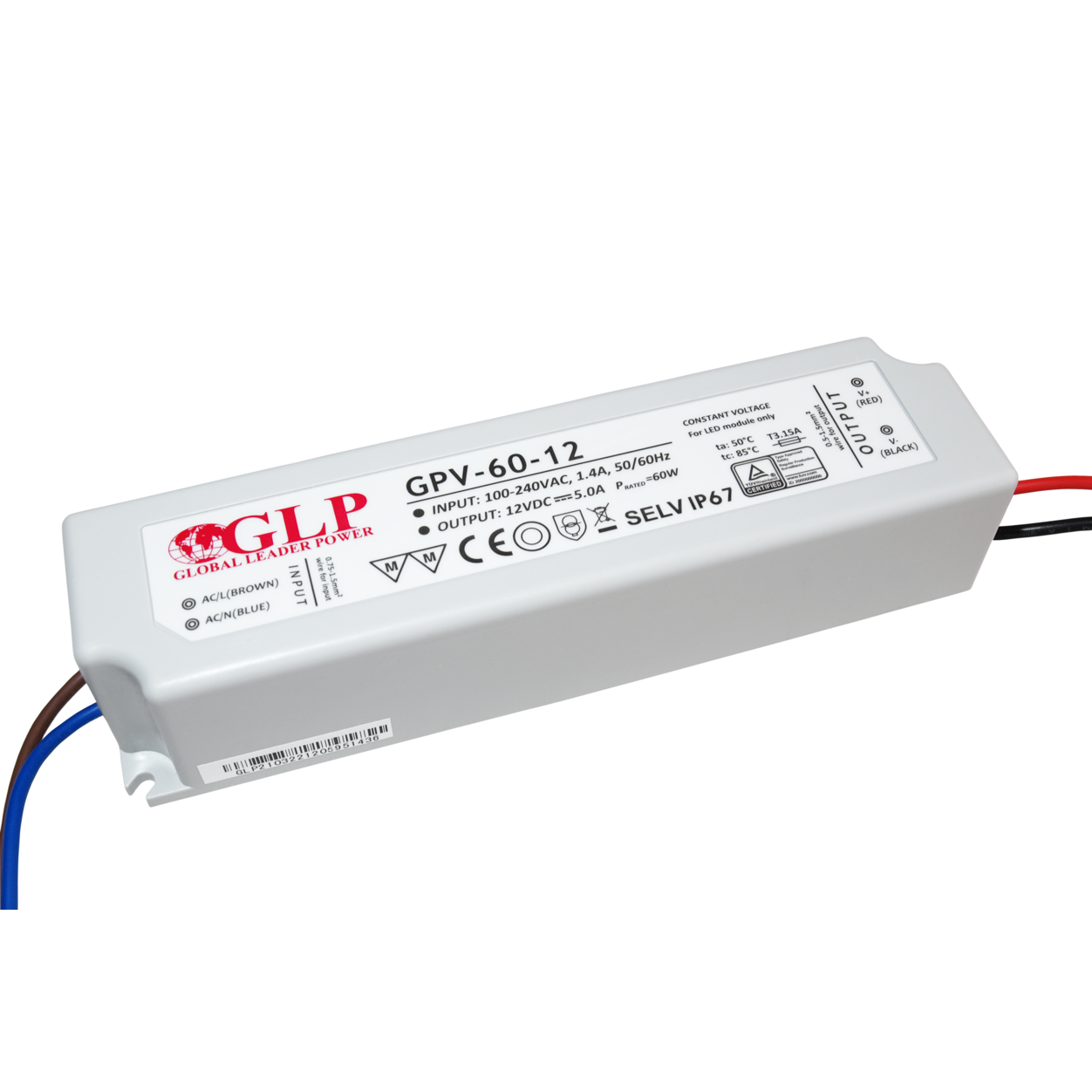 60W Power Supply 12V 5A  IP67