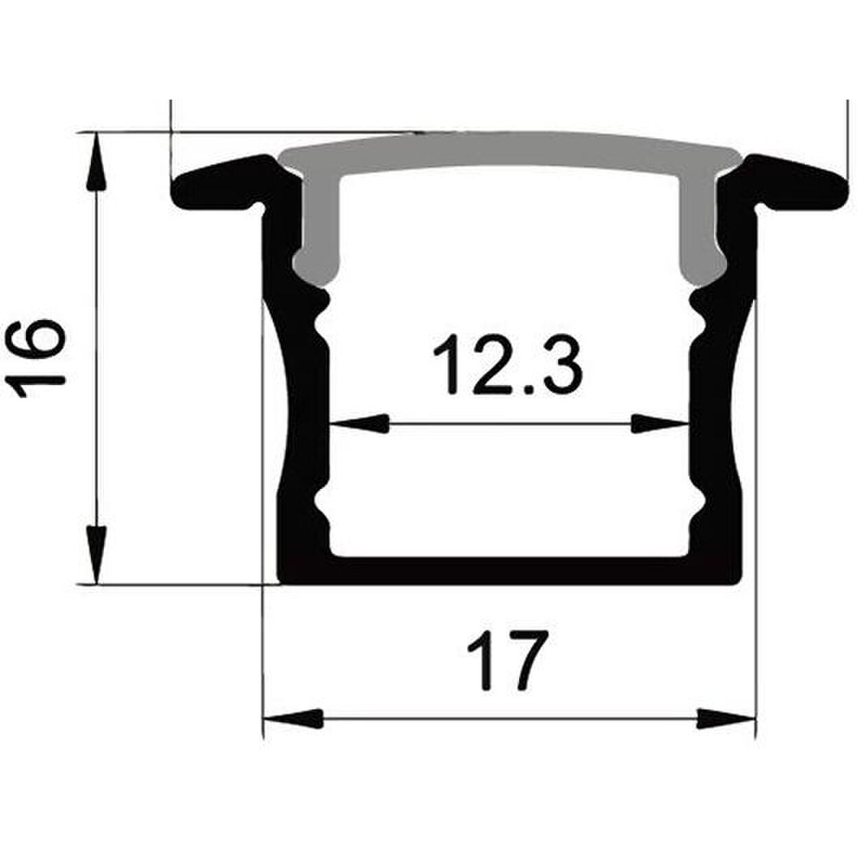 Alu. Profile Black Recessed SET LE-2515B 2,5m with Opal Cover