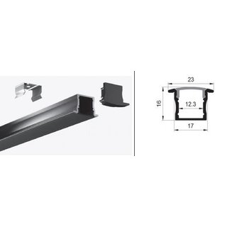 Alu. Profile Black Recessed Wall LE2515 2m