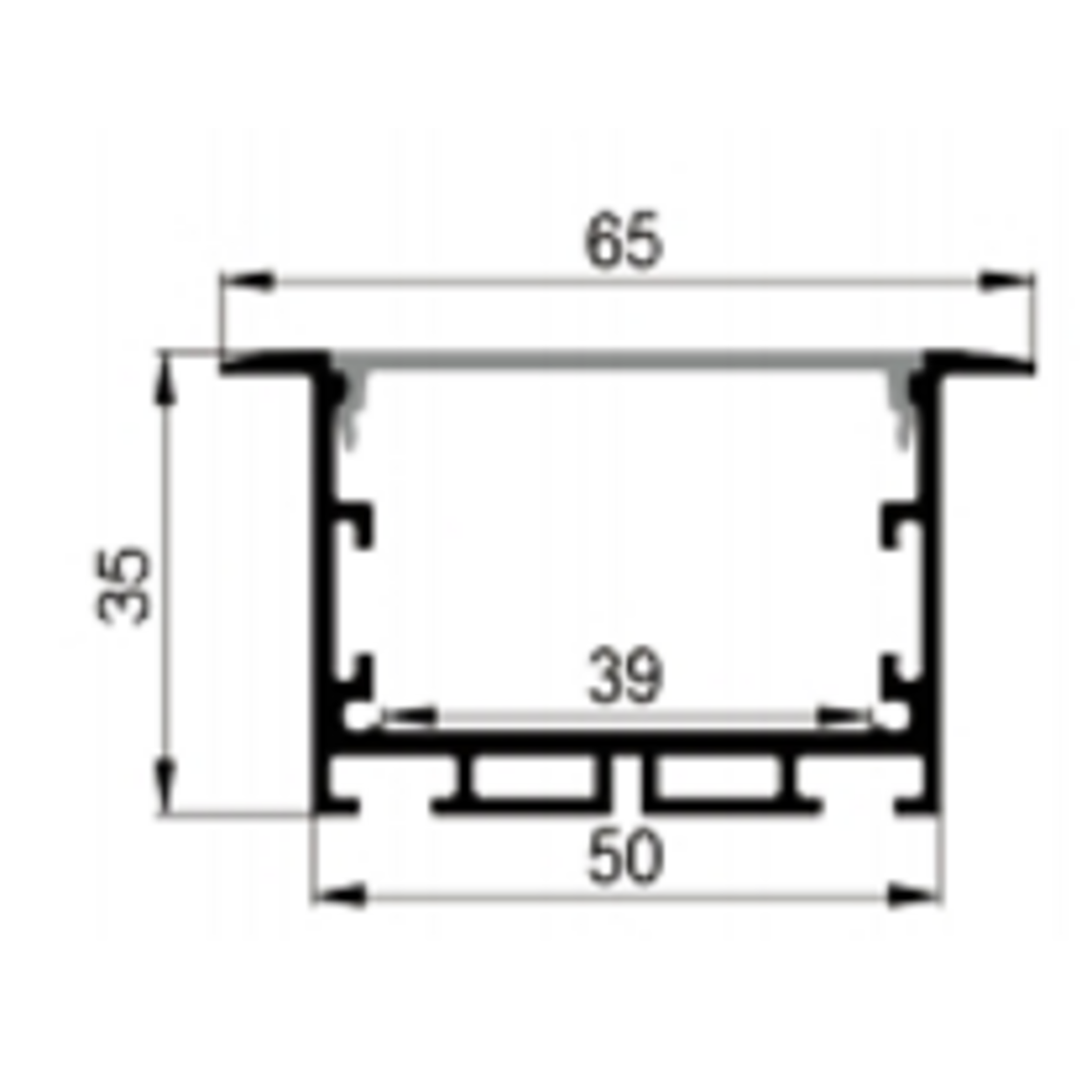 Alu. Profile Recessed SET LE-5035 2,5m Silver