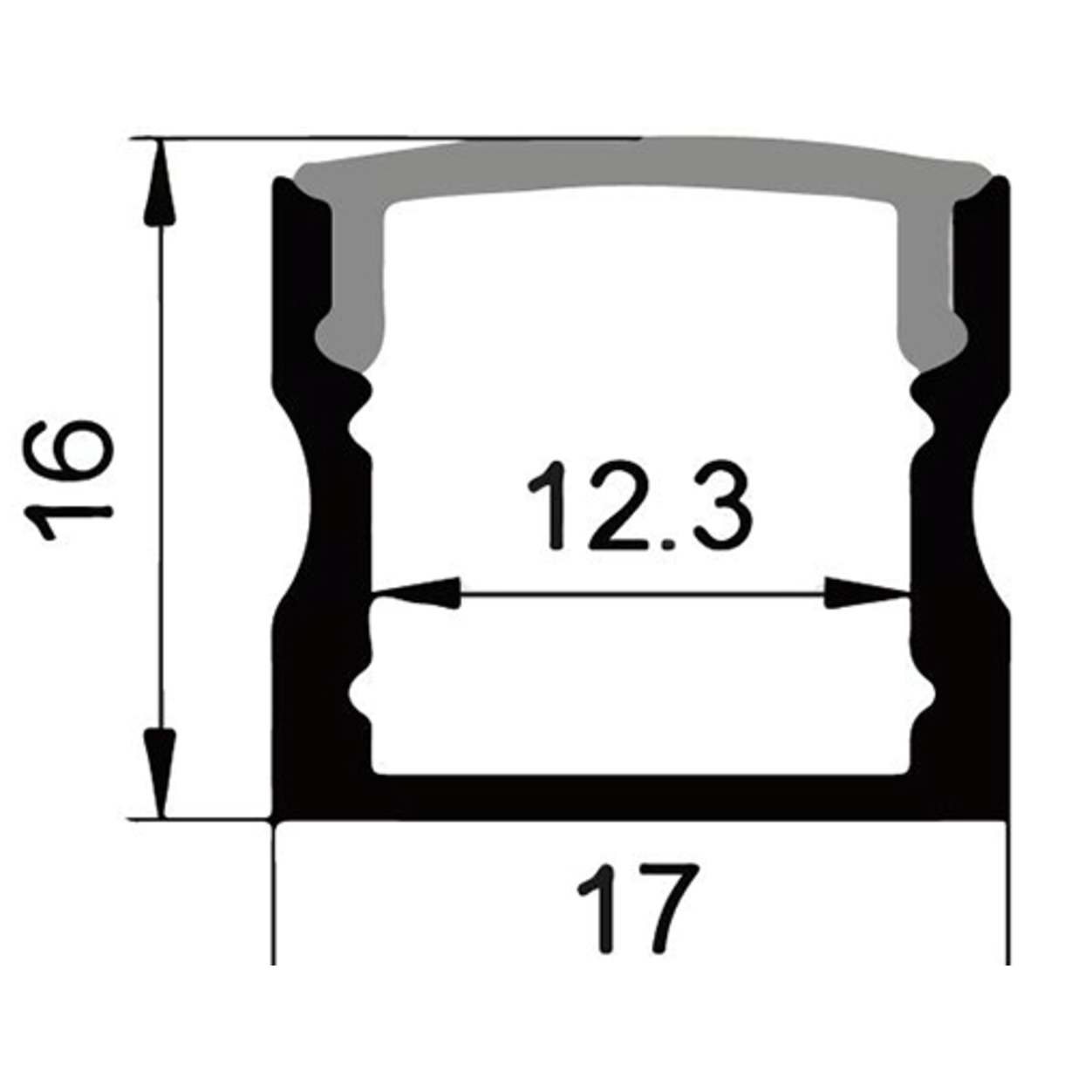 Alu. Profile Black Surface Set LS-1715  2,5m