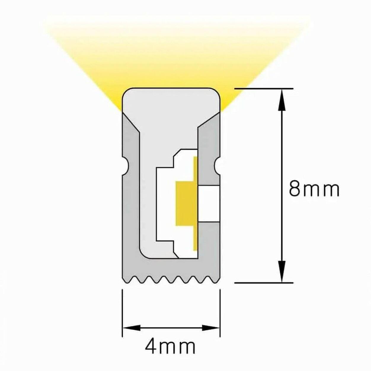 Silicone Neon Flex Side View 4x8mm 6W 2700K 5m/reel