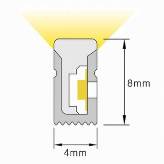 Silicone Neon Flex Side View 4x8mm 6W 2700K 5m/reel