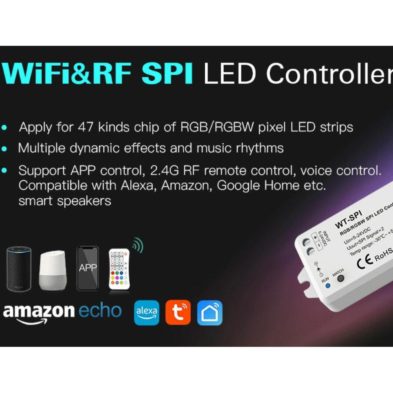 SPI LED-Controller 5-24VDC WiFi & RF RGB/RGBW (Tuya App)