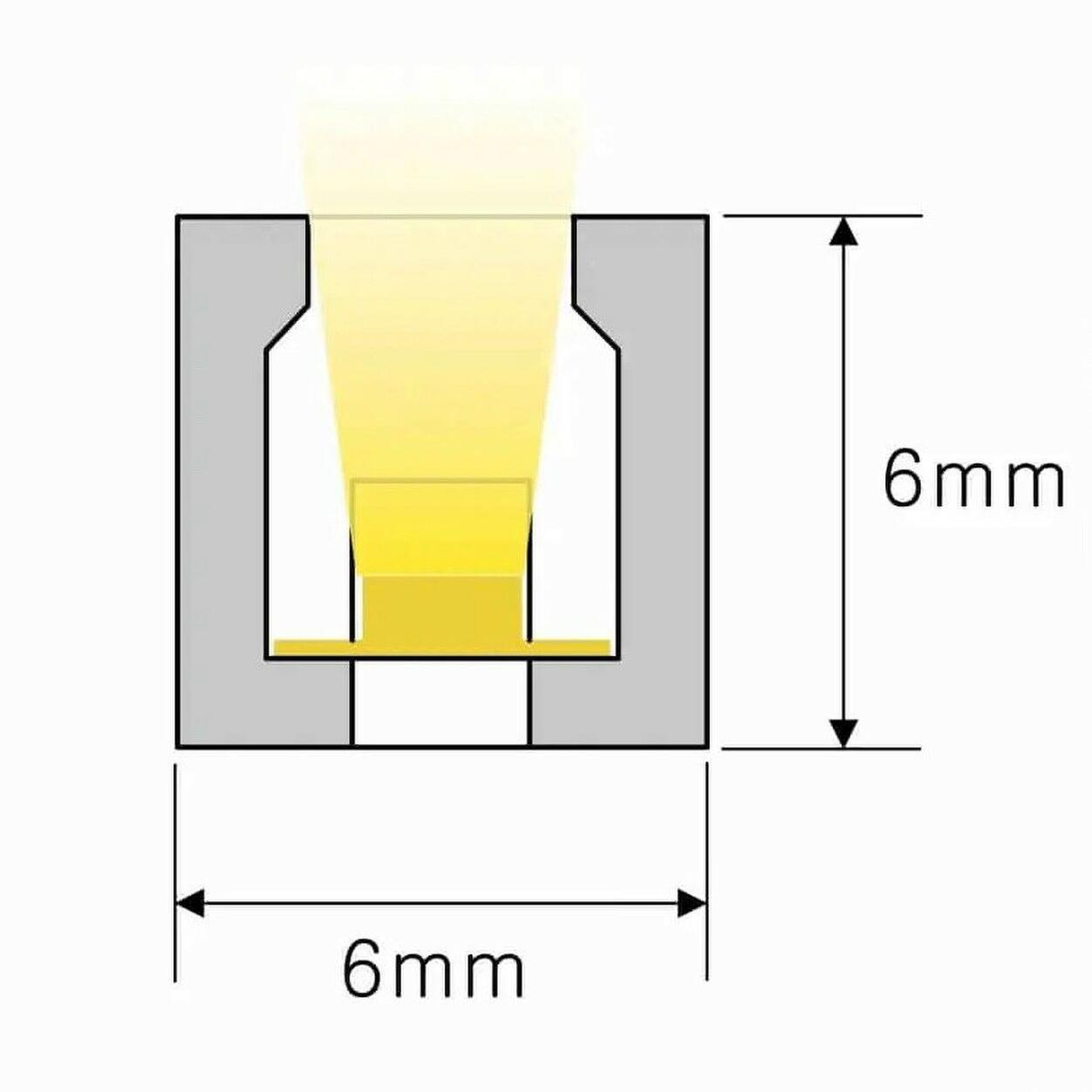 Silicone Neon Flex TOP View 6x6mm 6W 2700K 5m