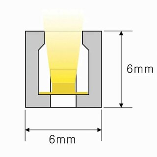 Silicone Neon Flex TOP View 6x6mm 6W 2700K 5m