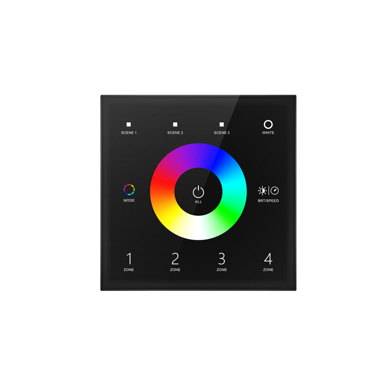 4 Zone RGB/RGBW Wall Mounted  RF Remote Controller Input 220V Black