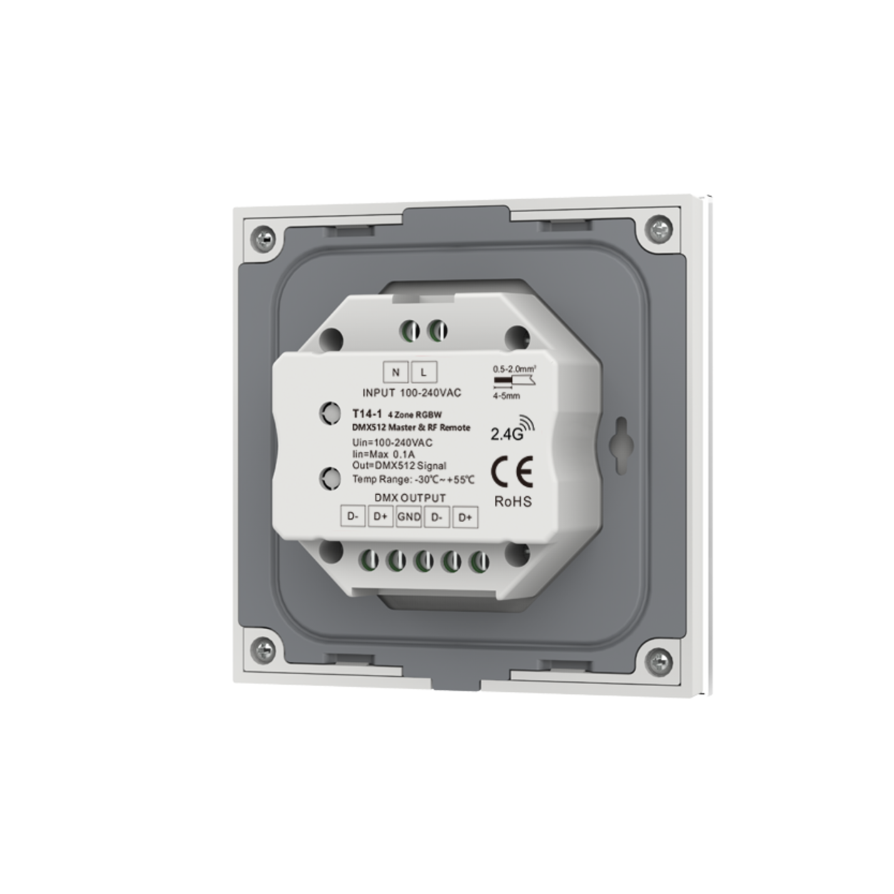 4 Zone RGB/RGBW Wall Mounted  Remote Controller Input 220V White