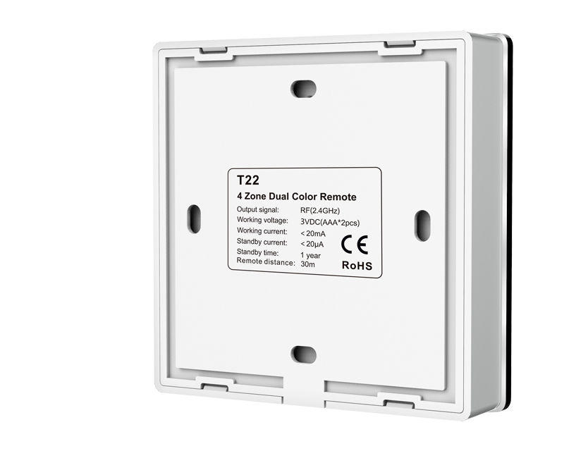 4 Zone Wall mounted RF CCT Remote Control with 2xAAA Battery White