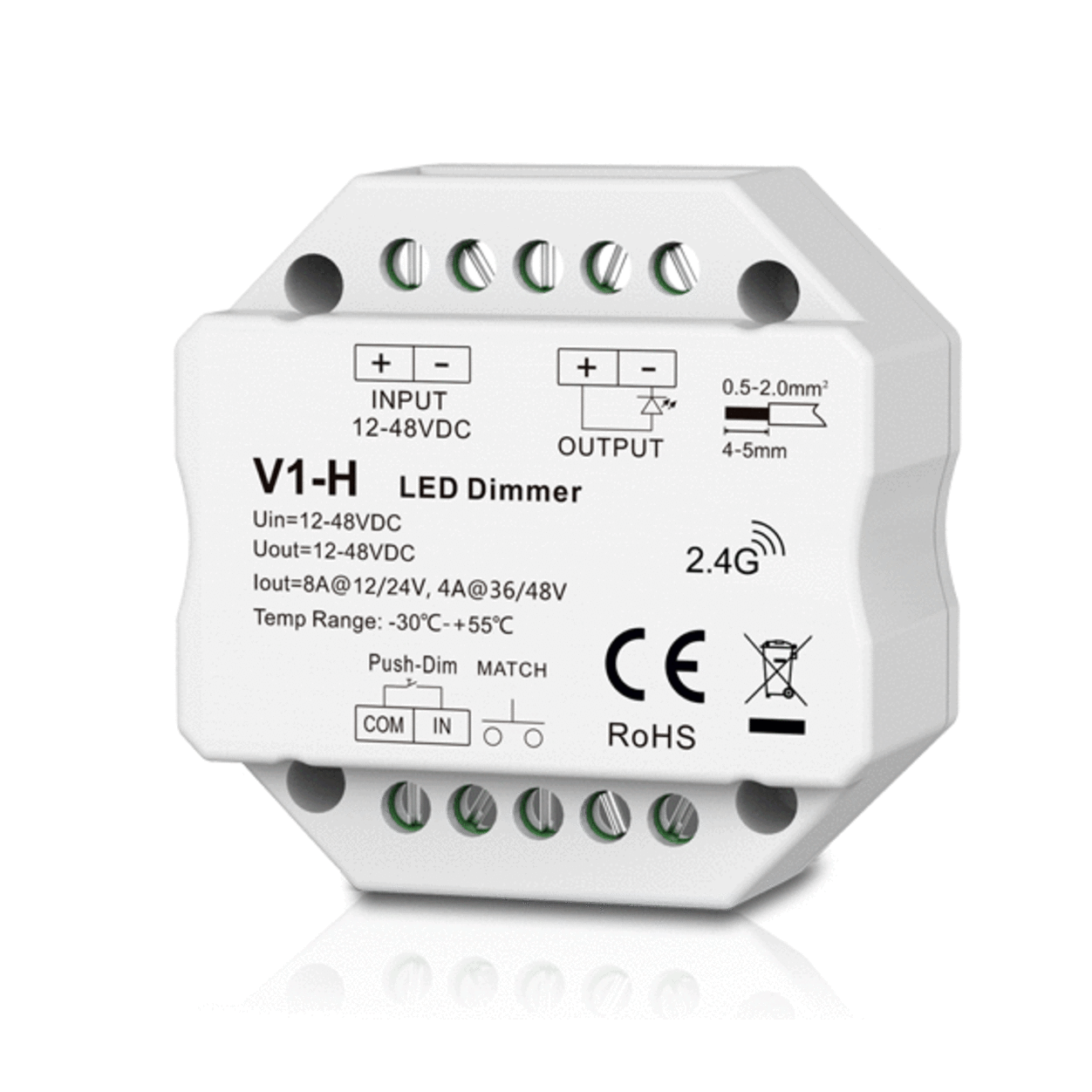 RF LED Dimmer 12-48VDC 1Ch.