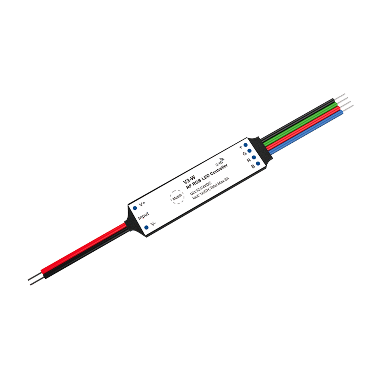 Mini 3CH RF Controller 12-24VDC RGB LED-Strips