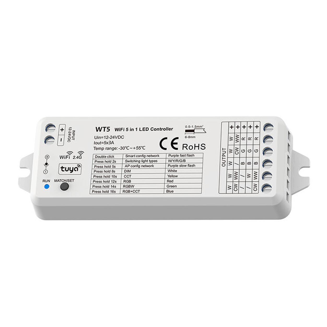 5CH*3A 12-36VDC WiFi & RF RGB / RGBW Color Controller 