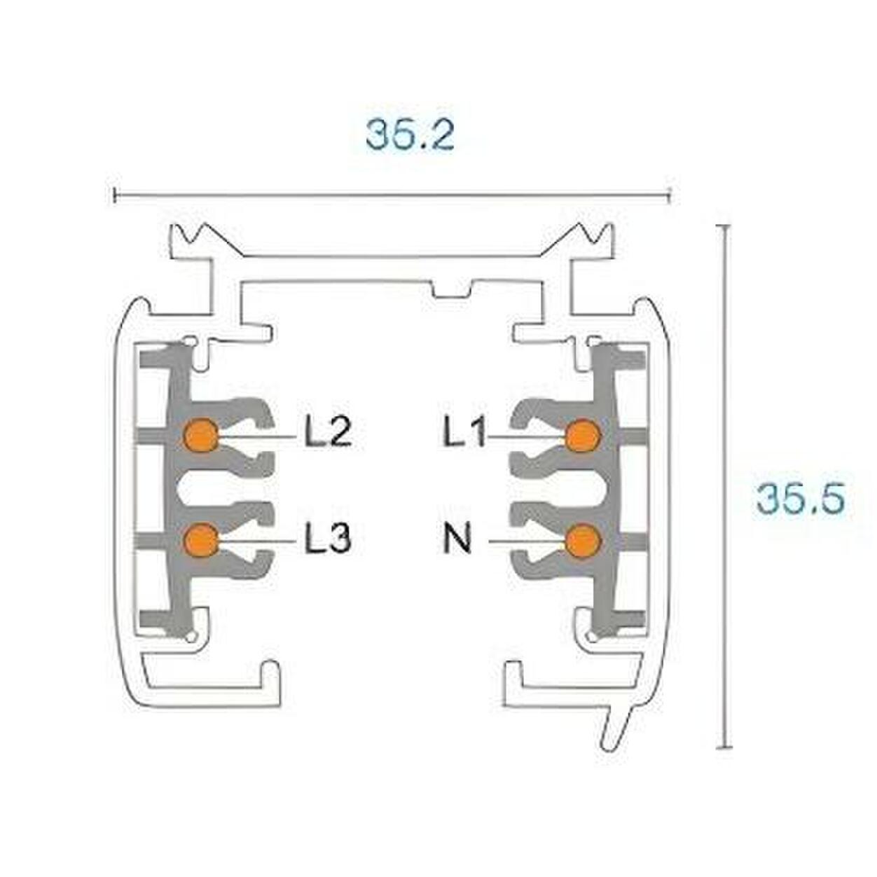 3 fase Rail 220V White 1000x35x36mm